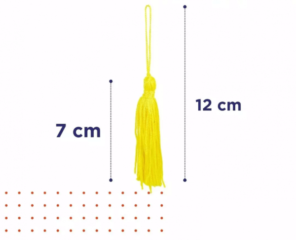 Pingente de Seda Tassel Franja Amarelo Gema 7cm (10 Un)