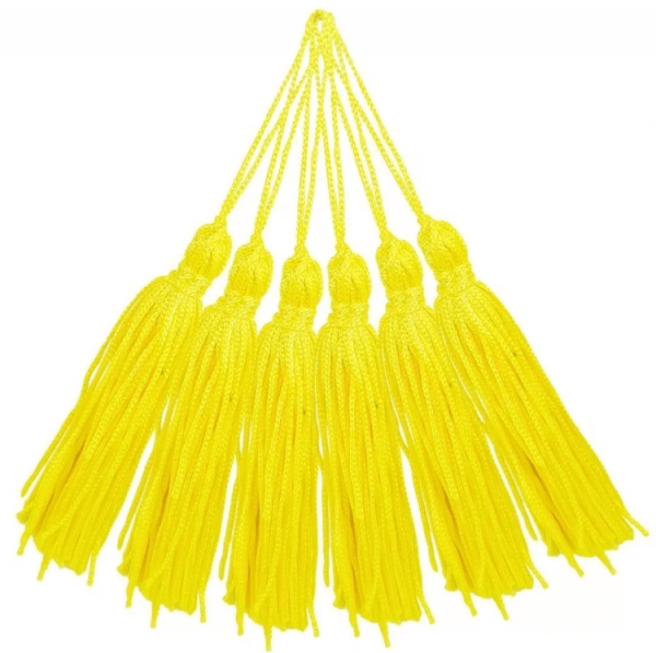 Pingente de Seda Tassel Franja Amarelo Gema 7cm (10 Un)