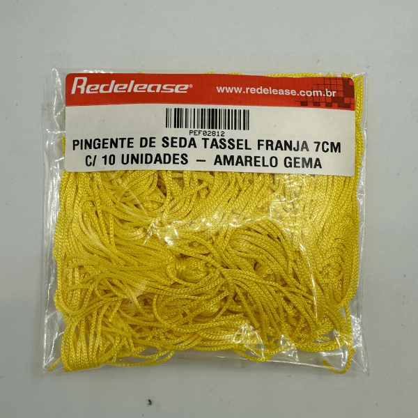 Pingente de Seda Tassel Franja Amarelo Gema 7cm (10 Un)