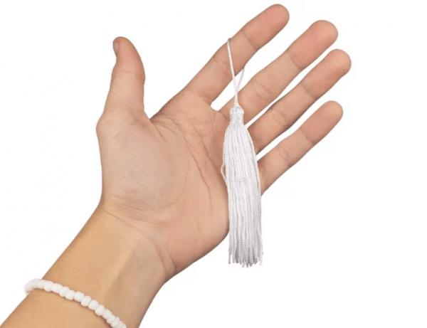 Pingente de Seda Tassel Franja Branco 7cm (10 Un)