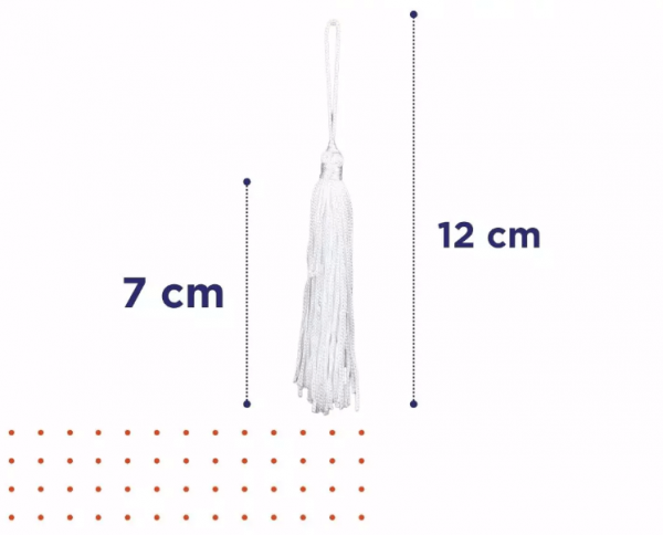 Pingente de Seda Tassel Franja Branco 7cm (10 Un)