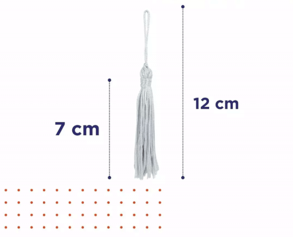 Pingente de Seda Tassel Franja Cinza Claro 7cm (10 Un)