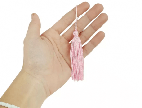 Pingente de Seda Tassel Franja Rosa Bebê 7cm (10 Un)