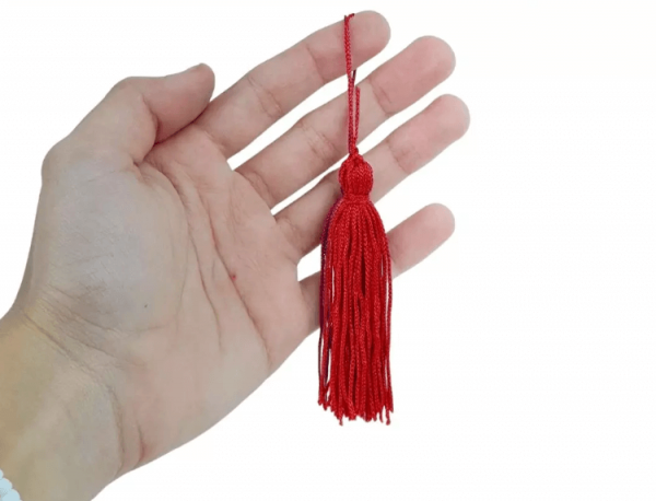 Pingente de Seda Tassel Franja Vermelho 7cm (10 Un)