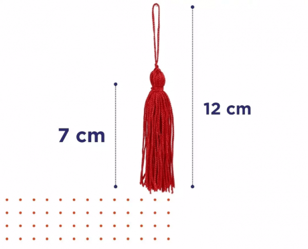 Pingente de Seda Tassel Franja Vermelho 7cm (10 Un)