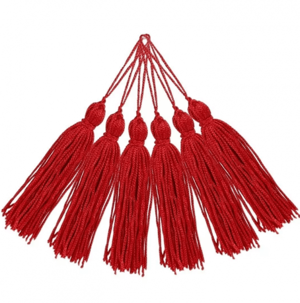 Pingente de Seda Tassel Franja Vermelho 7cm (10 Un)