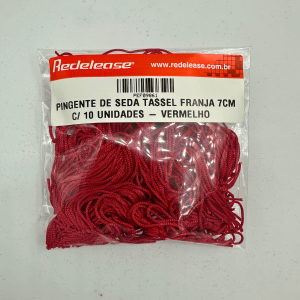 Pingente de Seda Tassel Franja Vermelho 7cm (10 Un)