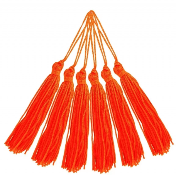 Pingente de Seda Tassel Franja Laranja 7cm (10 Un)