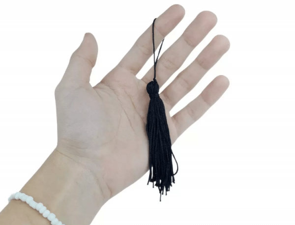 Pingente de Seda Tassel Franja Preto 7cm (10 Un)