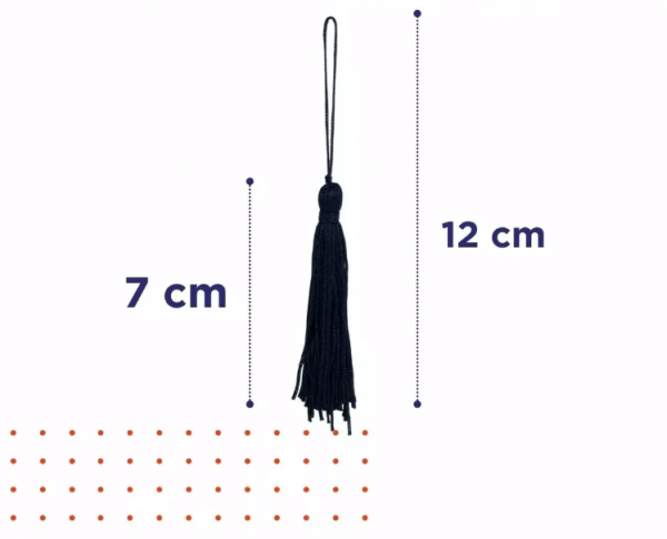 Pingente de Seda Tassel Franja Preto 7cm (10 Un)