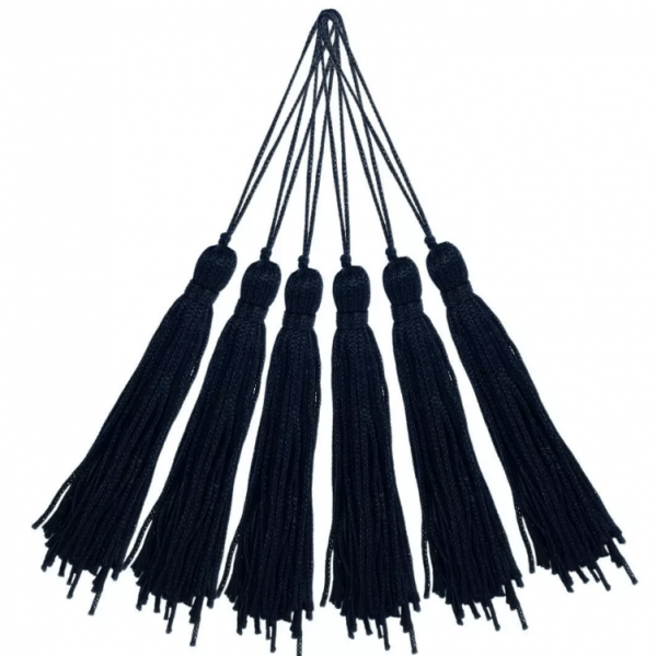 Pingente de Seda Tassel Franja Preto 7cm (10 Un)