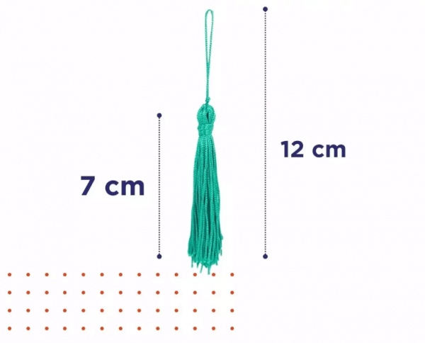 Pingente de Seda Tassel Franja Turquesa Escuro 7cm (10 Un)