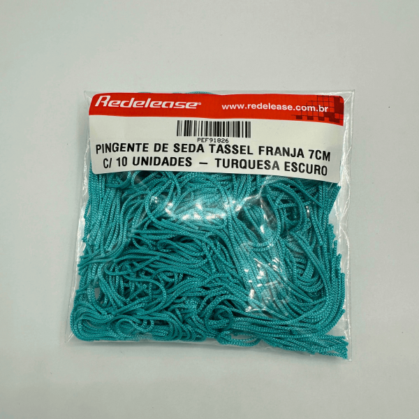 Pingente de Seda Tassel Franja Turquesa Escuro 7cm (10 Un)