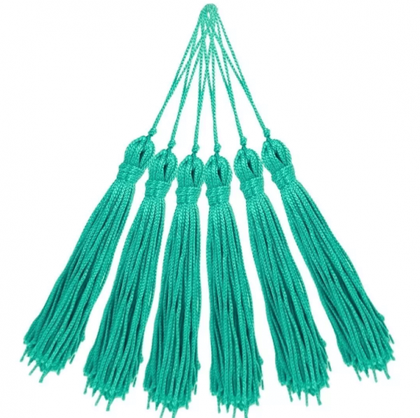 Pingente de Seda Tassel Franja Turquesa Escuro 7cm (10 Un)