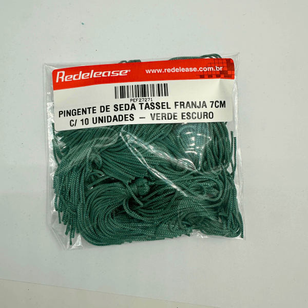 Pingente de Seda Tassel Franja Verde Escuro 7cm (10 Un)