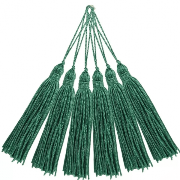 Pingente de Seda Tassel Franja Verde Escuro 7cm (10 Un)