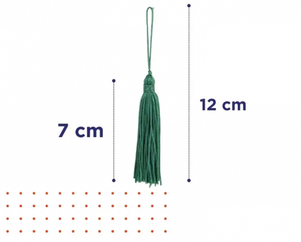 Pingente de Seda Tassel Franja Verde Escuro 7cm (10 Un)