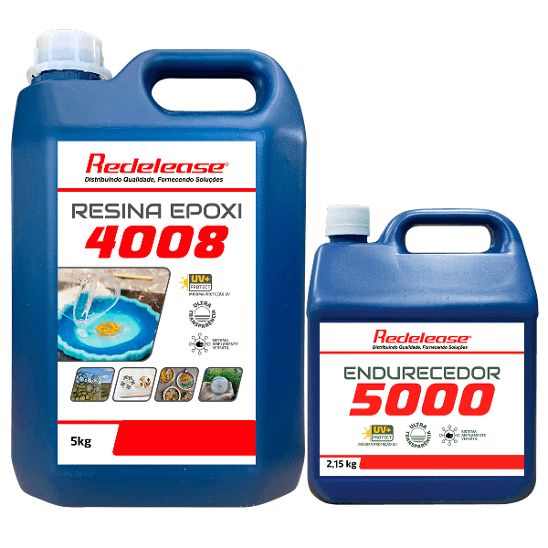 Resina Epoxi 4008 Baixa Viscosidade ULTRA TRANSPARENTE e Proteção UV Com Endurecedor (7,150 Kg)