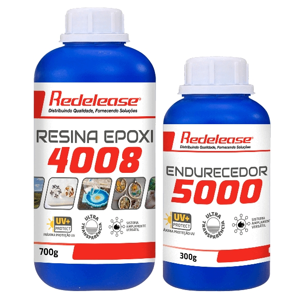 Resina Epoxi 4008 Baixa Viscosidade ULTRA TRANSPARENTE e Proteção UV Com Endurecedor (01 Kg)