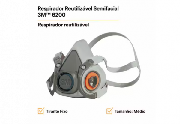 Respirador Semi Facial 3M Modelo 6200