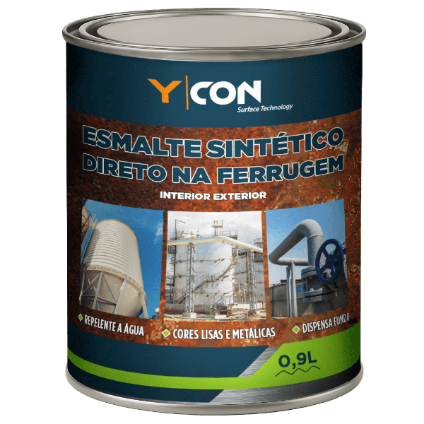 Ycon Building Esmalte Cinza Dupla Ação Brilhante Anticorrosivo (900 ml)